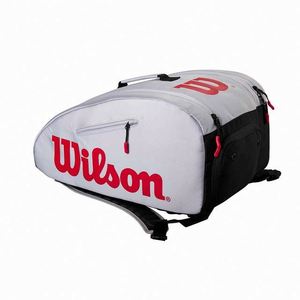 Muestra gratuita, bolsa de tenis y pádel impermeable, acolchada, de nailon, con logotipo personalizado, tipo bandolera con bolsillo pequeño. - Product Image 4