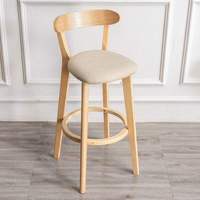 Tabouret de bar gris en bois massif, moderne, stable et durable, avec assise en lin, chaise de salle à manger ronde, mobilier le plus vendu à prix abordable