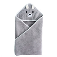 Couvertures douillettes pour bébé avec motifs de chats et d'ours mignons, serviettes de bain à capuche pour nouveau-nés