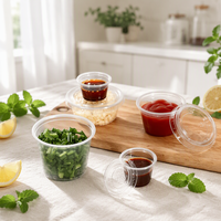 Gobelet à assaisonnement jetable 1/2/4 oz avec couvercle transparent en PET, boîte à sauce en plastique pour boissons froides, récipient scellé pour assaisonnement et sauce