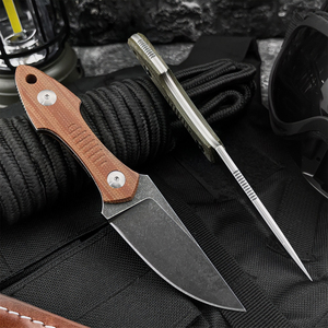Couteau tactique en acier inoxydable de qualité industrielle à haute dureté avec étui en cuir et manche G10, couteau de survie de poche pour la jungle - Product Image 2
