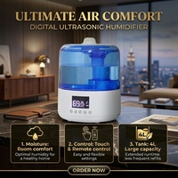 Humidificateur d'aromathérapie intelligent à ultrasons à remplissage par le haut, en plastique, électrique, OEM, 3L de capacité, avec veilleuse, bruit <36dB