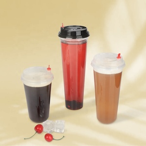 Impression personnalisée jus café lait thé boisson froide tasse à emporter vases en plastique PET transparent tasses à thé à bulles avec couvercles - Product Image 1
