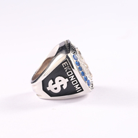 Trendiger Maßgefertigter Herren-Ring aus Roségold-Plattiertem Kupfer mit Zirkon-Einlage, Klassischer Meisterschaftsring, Romantisches Jubiläumsgeschenk