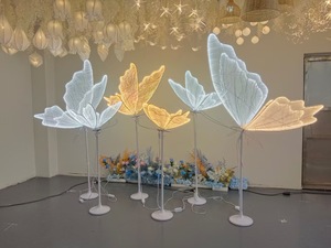 Decorazioni Matrimonio a Farfalla Oro Bianco Luce da Appendere Grande Farfalla Luminosa Illuminazione Sfondo Matrimonio - Product Image 2