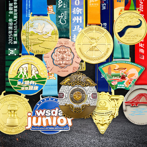 Médaille de récompense sportive en alliage de zinc plaqué argent et <span class=keywords><strong>or</strong></span>, avec impression typographique, remplissage de couleur, logo, texte et numéro personnalisés - Product Image 4