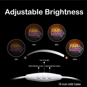 Welcome Poker Lounge Letreros Neon LED dimmable USB powered ambient <b>light</b> store <b>window</b> decoration <b>light</b> street indicator <b>light</b> - Product Image 3
