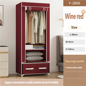 Armoire à double ouverture avec tiroirs, étagère suspendue, portable, en tissu, <span class=keywords><strong>pour</strong></span> dortoir, appartement en location, montage facile, rangement - Product Image 2