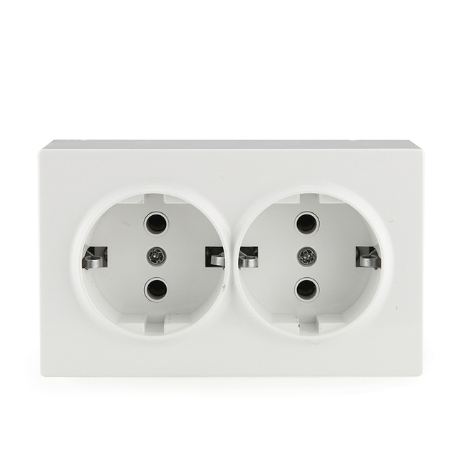 EU Standard Double Gang Power Electric Socket 16A 250V Surface Mounted ABS Material Outlet Wholesale Price From Factory