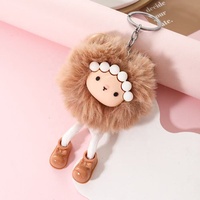 Porte-clés en peluche agneau bouclé style animal mignon, pendentif de sac à dos, poupée de dessin animé pour fille, breloque de clé de voiture, fabriqué à Hebei