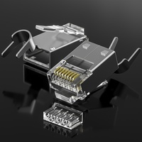 Conector Modular RJ45 Cat5e de Pasante, Chapado en Oro, Chip Grande, Sin Blindaje, Cabeza de Cristal para Red