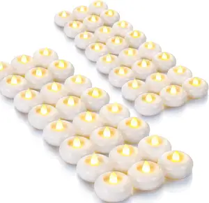 Homemory Flameless Led Floating Candles 100+ Hour Plastic Battery Operated Flickering LED Candles Waterproof Candles Wholesale