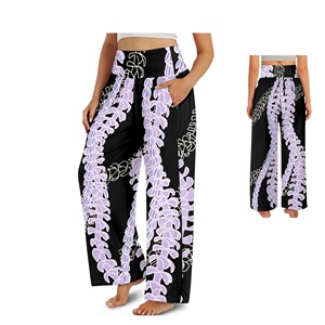 Quần nữ cao cấp size lớn thiết kế Hawaii Puakenikeni 2025, chất liệu cao cấp, cạp cao, ống rộng - Product Image 1