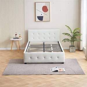 <span class=keywords><strong>Lit</strong></span> plateforme moderne en tissu bouclé beige avec boutons en cristal, capitonné, pour filles, tailles Queen et King, avec <span class=keywords><strong>lit</strong></span> <span class=keywords><strong>gigogne</strong></span> rembourré doux - Product Image 2