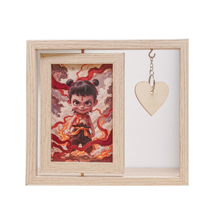 Ensemble de cadres <span class=keywords><strong>photo</strong></span> rotatifs en bois rétro en forme de cœur, écologiques et créatifs, deux pièces, à assembler soi-même, pour utilisation sur table - Product Image 1