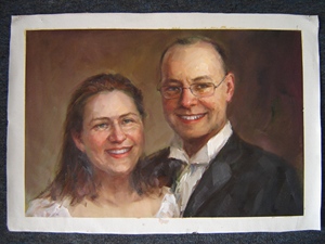 Portrait personnalisé fait à la main peinture à l'huile Style impressionnisme personnalisable photos de famille sur toile avec cadre flottant - Product Image 5