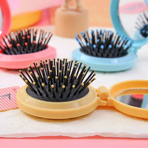 1 Peigne à cheveux de petite taille avec miroir pliant, peigne de massage pliable portable pour voyage, brosse à cheveux pour femmes et filles, outils de coiffure - Product Image 6