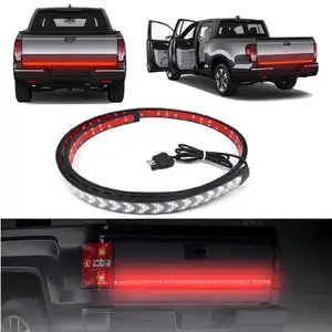 Double Row LED Flexible Strip Running Turn Signal Brake Reverse Tailgate Light Bar 60 Inch Red 12V Car ,truck Bag or OEM CE ROHS