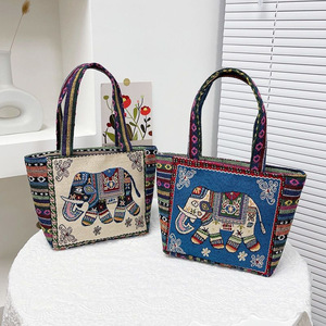 Bolsa de Ombro Casual Estilo Étnico JM para Meninas, Bolsa de Crochê com Fecho de Zíper Bordado Durável e Função de Armazenamento - Product Image 4