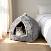 Lit-cave confortable en peluche courte personnalisé pour chiens et chats, avec coussin en peluche douce lavable pour chats et chiens d'intérieur, OEM ODM