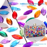 Strass en acrylique de haute qualité en forme de marquise à fond plat pour vêtements et confection, vente en gros