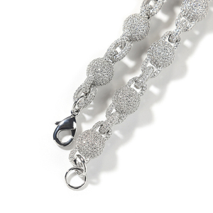 <span class=keywords><strong>Blues</strong></span> Hip Hop Bijoux 10mm Glacé Diamant Perle Collier Plein Pave Cz Pierre Argent Plaqué Boule Chaîne Collier - Product Image 4