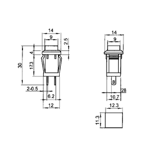 DS-429B 14 мм Мгновенный квадратный кнопочный переключатель 1A/250VAC 3A 125V красный сброс/без блокировки - Product Image 6