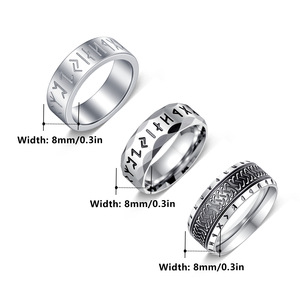 Bagues Vintage en Acier Inoxydable avec <span class=keywords><strong>Runes</strong></span> Nordiques Vikings pour Femme et Homme, Style Punk Simple, Bijoux Créatifs pour Ami, Motard, Cadeau, Vente en Gros - Product Image 4