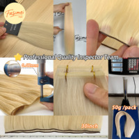Ekstensi Rambut Super Double Drawn Berkualitas Profesional untuk Salon, Genius Weft, Rambut Virgin Silky Straight Wave Warna Terang
