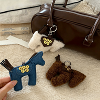 Porte-clés vintage en peluche cheval bouclé, breloque rétro poney pour sac, porte-clés animal, pendentif pour sac à dos et sac à main, accessoire de mode féminin, cadeau