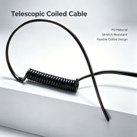 Cable de Alimentación Flexible en Espiral, Cable de Cobre con Extremos Desforrados, Cable de Conexión Eléctrica Retráctil OEM