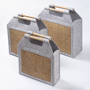 Borse Tote Ecologiche <span class=keywords><strong>in</strong></span> Fibra di Poliestere Quadrata con Manici <span class=keywords><strong>in</strong></span> Legno, Design Multifunzione per Viaggi e Camera da Letto, Vendita all'Ingrosso - Product Image 5