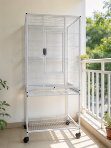 Kandang Burung Besi Tempa Besar dengan Stand Beroda, Kandang Burung Beo Logam Mobile dengan Roda, Kandang Besar untuk Burung Parkit, Cockatiel, dan <span class=keywords><strong>Budgie</strong></span> - Product Image 4