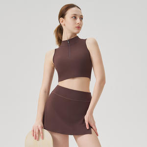 Dames Zomer Sport Fitness Tank Top Korte Rok Yoga Set Ademend Mouwloos Ontwerp Met Aanpasbaar Logo Op De Voorkant Taille - Product Image 3