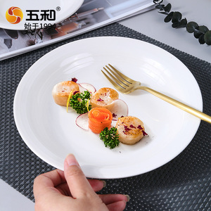 Melamine Round Plate White 627 628 P3065629 Steak Plate Hotel Restaurant Use - Product Image 2