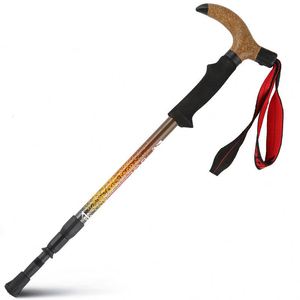 Bâton de marche en alliage d'aluminium avec poignée en T, bâton de randonnée à trois sections, béquille de marche extérieure, bâton de voyage - Product Image 1