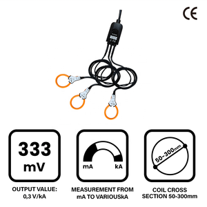 MRC 1A 100kA High Flexible Toroidal Rogowski Coil Autotransformer Current Probe AC <b>Transformer</b> 3 Phase 2m Lead MRC-16, MRC-24, M - Product Image 1