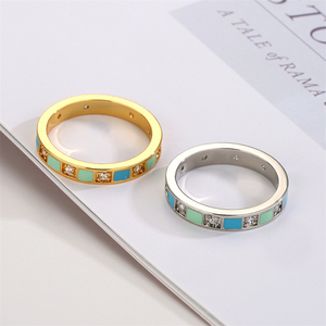 RAKOL RP5224 Newest Design Geometric Cubic Zirconia Fashion Jewelry 18k <b>Gold</b> Plated Women <b>Vintage</b> Enamel <b>Rings</b> Birthday Gifts - Product Image 4