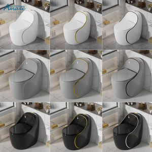 फैक्टरी लक्जरी गोल अंडे का आकार एक टुकड़ा शौचालय धूमकेतु सिफन रंग पानी की अलमारी फर्श माउंट - Product Image 6