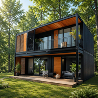Maison préfabriquée modulaire en acier de 40 pieds, préconçue, avec mur en verre du sol au plafond et patio