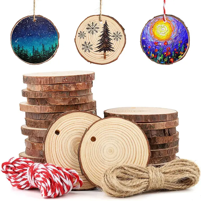 Natural Wood Slices Unfinished Round Pine DIY Painting Wooden Decorations for Crafts