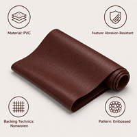 Tissu en cuir PVC gaufré imperméable marron avec support non tissé pour sacs, chaussures, meubles