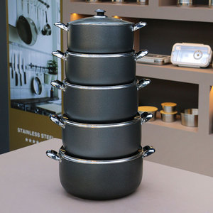 28/30/<span class=keywords><strong>32</strong></span>/34/36cm nặng và lớn màu đen 10 miếng Die Cast nhôm Bộ đồ nấu nướng chậu không dính đồ dùng nhà bếp đồ nấu nướng Bộ - Product Image 2