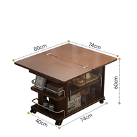Table basse mobile pliable multifonctionnelle en bois massif, design chinois moderne, chariot de service pour salon, petite table