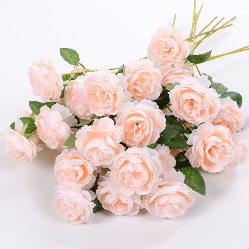 Wedding Silk Rose Artificial Flower Decorative Real Touch Rose Single Bulk Silk White Roses Artificial Flower For Home Decor