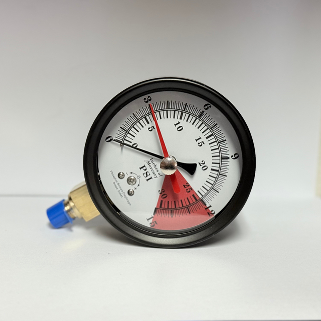 -30inHg to 1000mbar Adjustable Black Steel Case Bayonet Bezel Dry Vacuum Pressure Gauge Capsule Manometer With Red Pointer