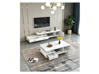 Offre Spéciale : Ensemble de Meubles Classiques en Bois pour Salle à Manger, Vitrine, Meuble TV en MDF Mélaminé, Table Basse Blanche