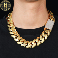 Chaîne cubaine Miami en laiton plaqué or 18 carats de haute qualité, grande taille, bijoux hip-hop, boucle glacée 25 mm, zircon 5A, diamant pour hommes