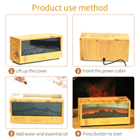 Humidificateur ultrasonique à effet de flamme avec diffuseur d'aromathérapie Huile essentielle Cheminée Design Mini Train Garantie 1 an-Dropship