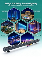 Projecteur mural LED RGB DMX 24W DC24V IP66 avec DMX512 intégré, adressage manuel, lentille 30/45/60 degrés, 1000mm, éclairage extérieur pour bâtiments